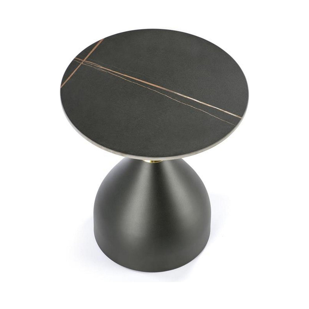 Masuta de cafea SCALITA, negru/auriu, ceramica/metal, 50x57 cm