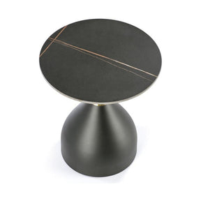 Masuta de cafea SCALITA, negru/auriu, ceramica/metal, 50x57 cm