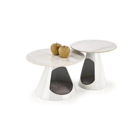Set 2 masute OSARIO, alb, ceramica/metal, 60x40/50x46 cm