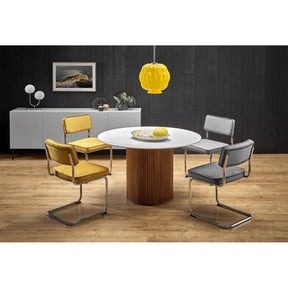 Masa rotunda BRUNO, marmura alba/nuc, 120x76 cm