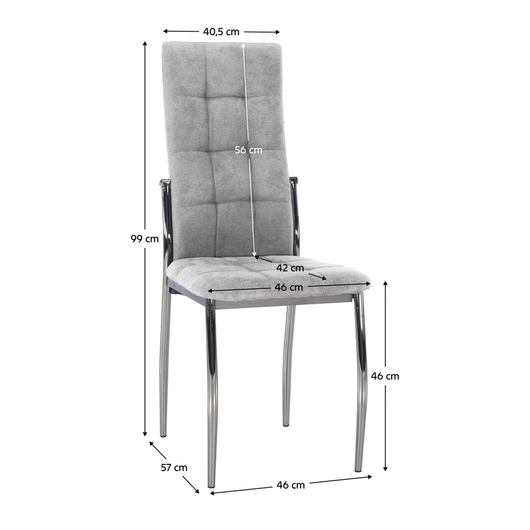 Scaun ADORA 2 NEW, stofa clasica gri, 46x57x99 cm