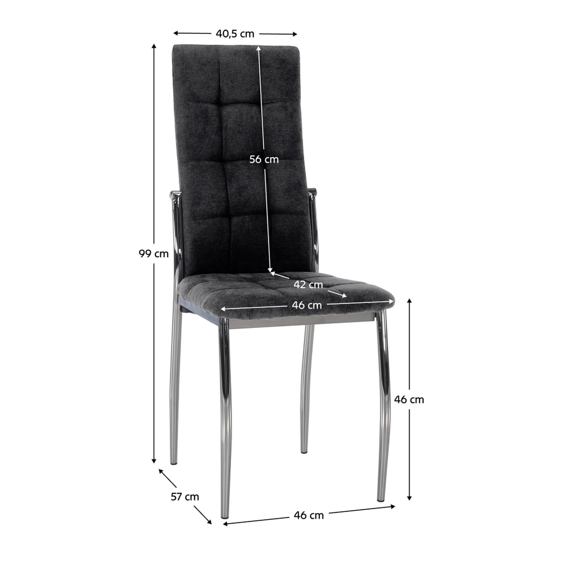 Scaun ADORA NEW 2, stofa clasica gri inchis, 46x57x99 cm