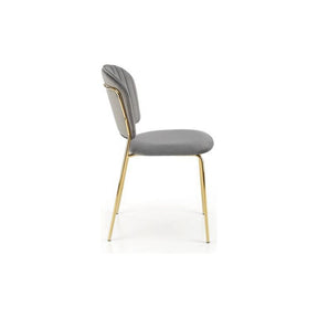 Scaun tapitat K499, gri/auriu, stofa catifelata, 47x56x85 cm
