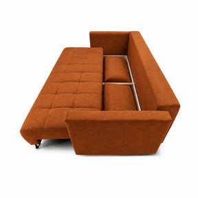 Canapea extensibila ALDO, stofa catifelata caramiziu - Element 9, cu lada depozitare, 227x102x87 cm