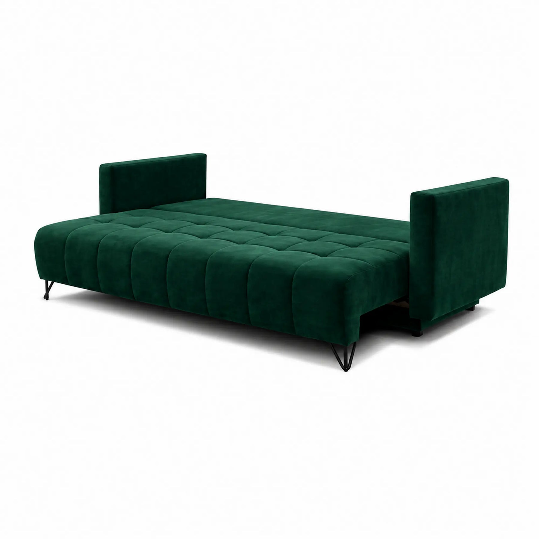 Canapea extensibila ALDO, stofa catifelata verde - Monolith 37, cu lada depozitare, 227x102x87 cm