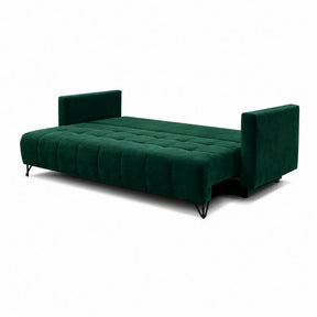 Canapea extensibila ALDO, stofa catifelata verde - Monolith 37, cu lada depozitare, 227x102x87 cm