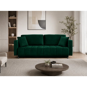 Canapea extensibila ALDO, stofa catifelata verde - Monolith 37, cu lada depozitare, 227x102x87 cm