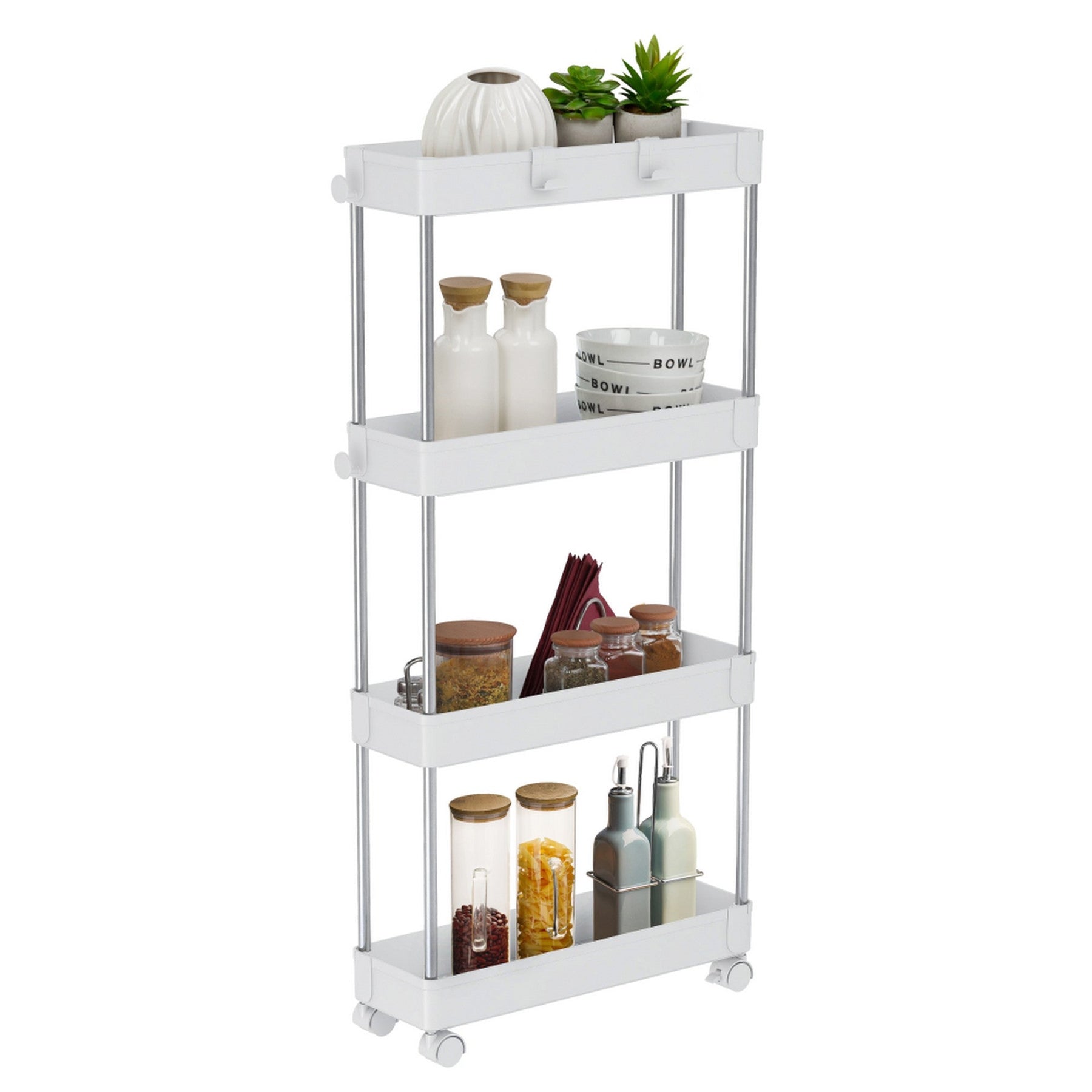 Etajera ALIOL TIP 2, alb, metal/plastic, 40x13x85 cm