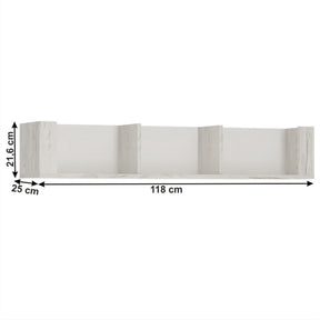 Raft ANGEL TIP 61, alb craft, PAL melaminat, 118x25x22 cm