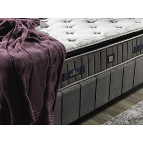 Pat ALEGRA 120x200, personalizabil gama Oferta Avantaj, cu somiera si spatiu depozitare