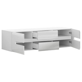 Comoda TV AZTECA TRIO, alb lucios, PAL, 150x47x43 cm