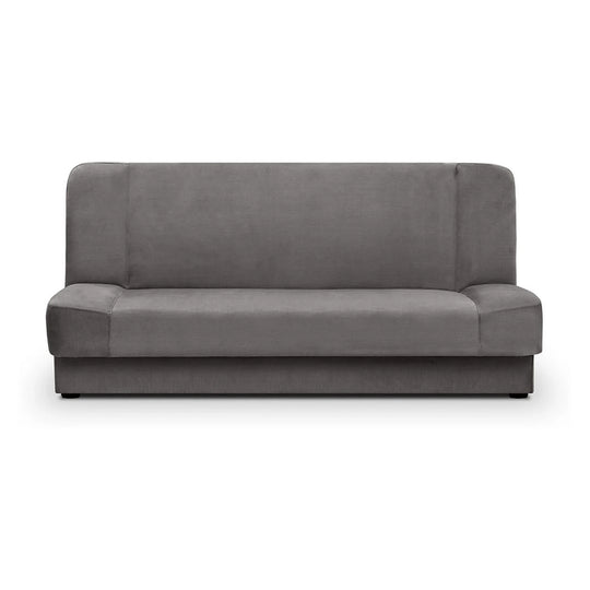 Canapea extensibila LAMI, stofa catifelata gri - Cruse 533, cu lada depozitare, 190x85x87 cm