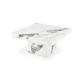 Masuta de cafea MONOLIT, marmura alba furniruit, 80x41 cm