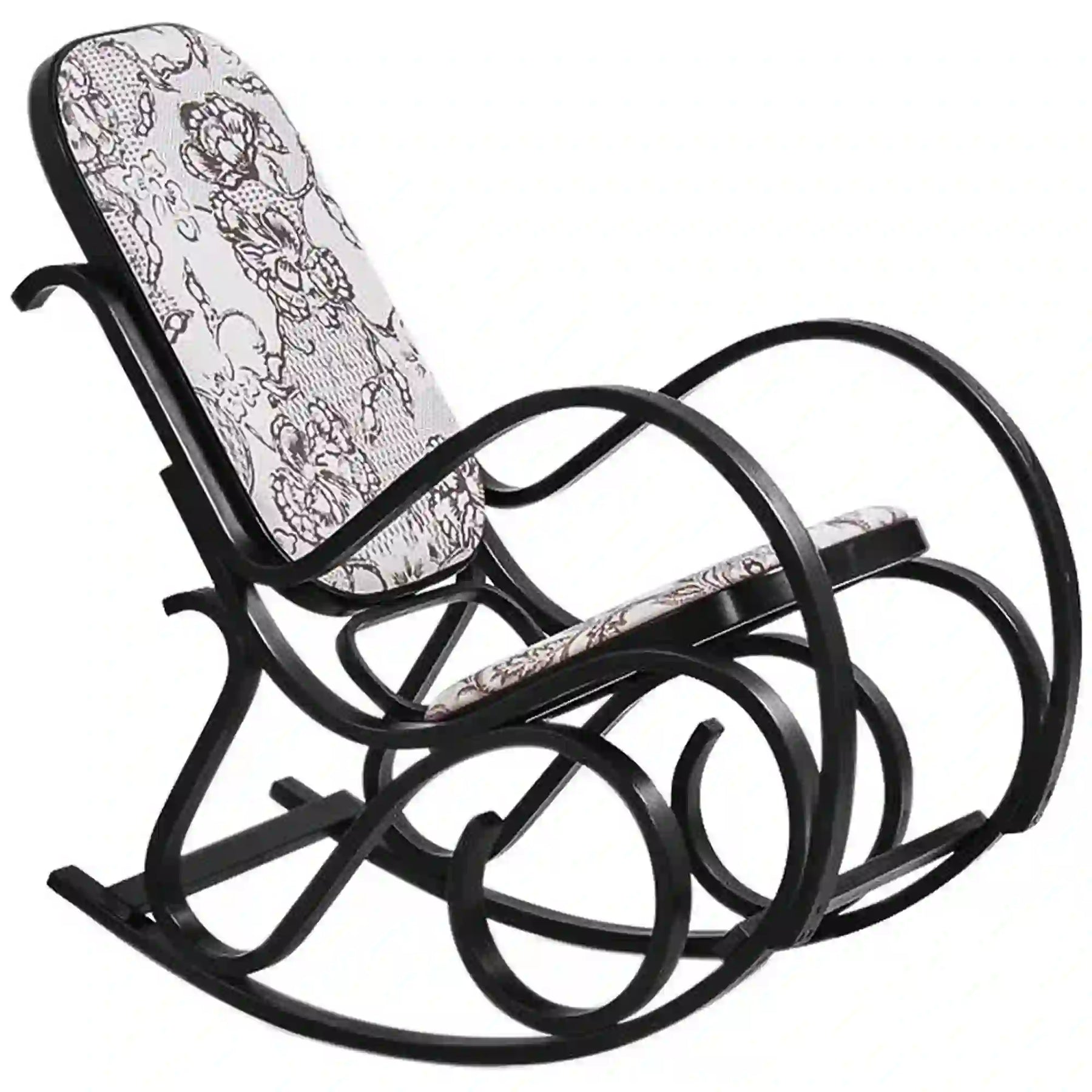 Balansoar negru cu perne gri, ideal pentru relaxare în grădină – testalt