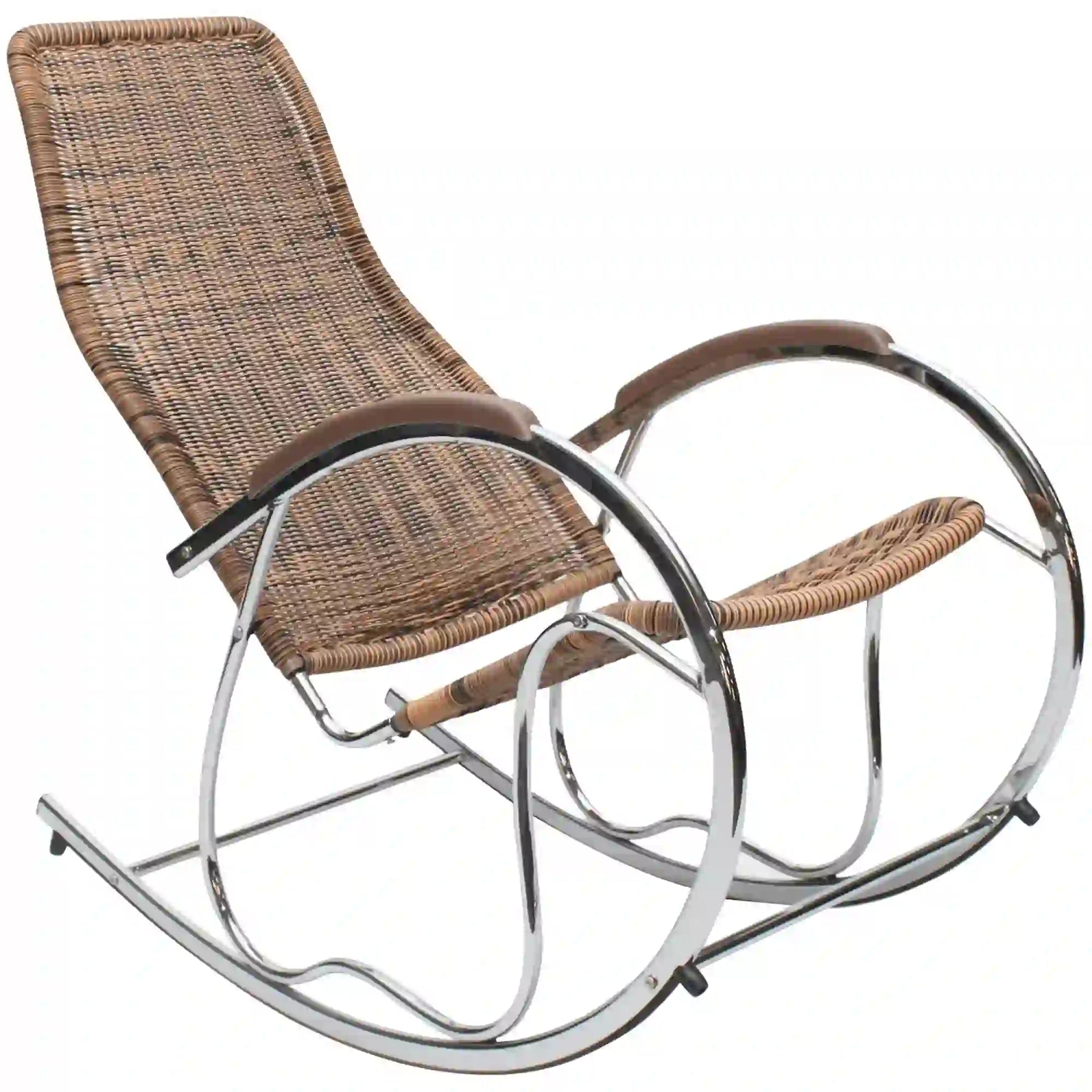 Balansoar maro cu detalii cromate, ideal pentru relaxare în grădină – testalt