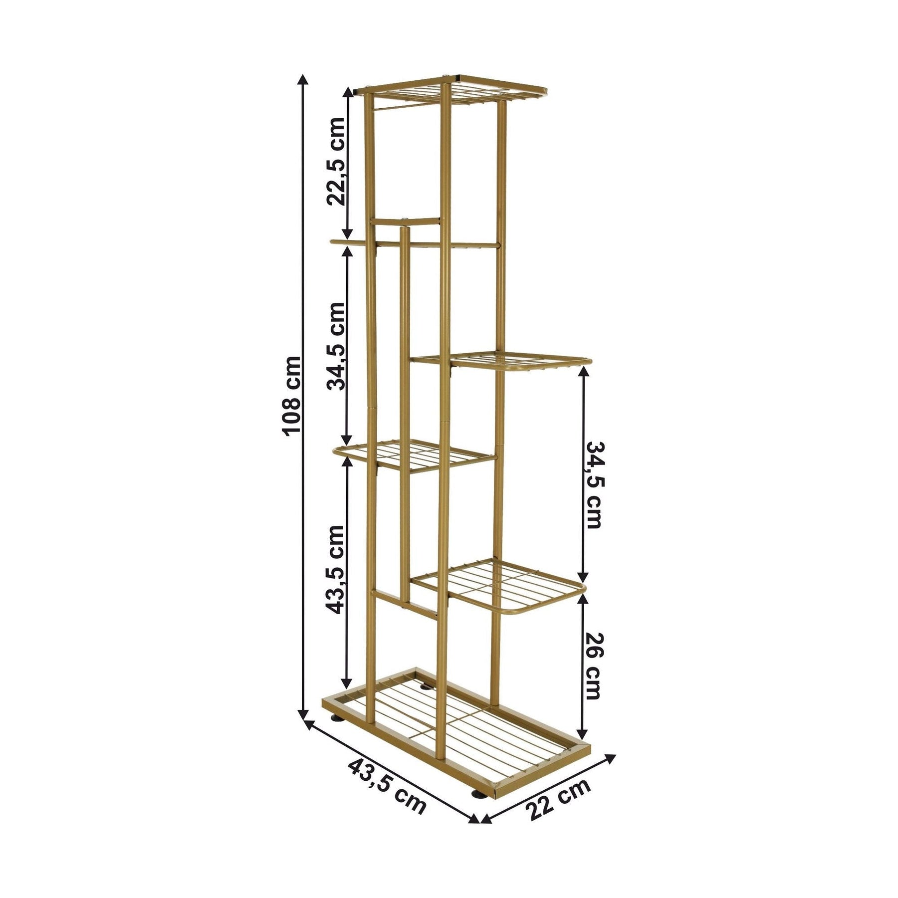 Suport de flori BAMIR TIP 3, auriu, metal, 43.5x22x108 cm