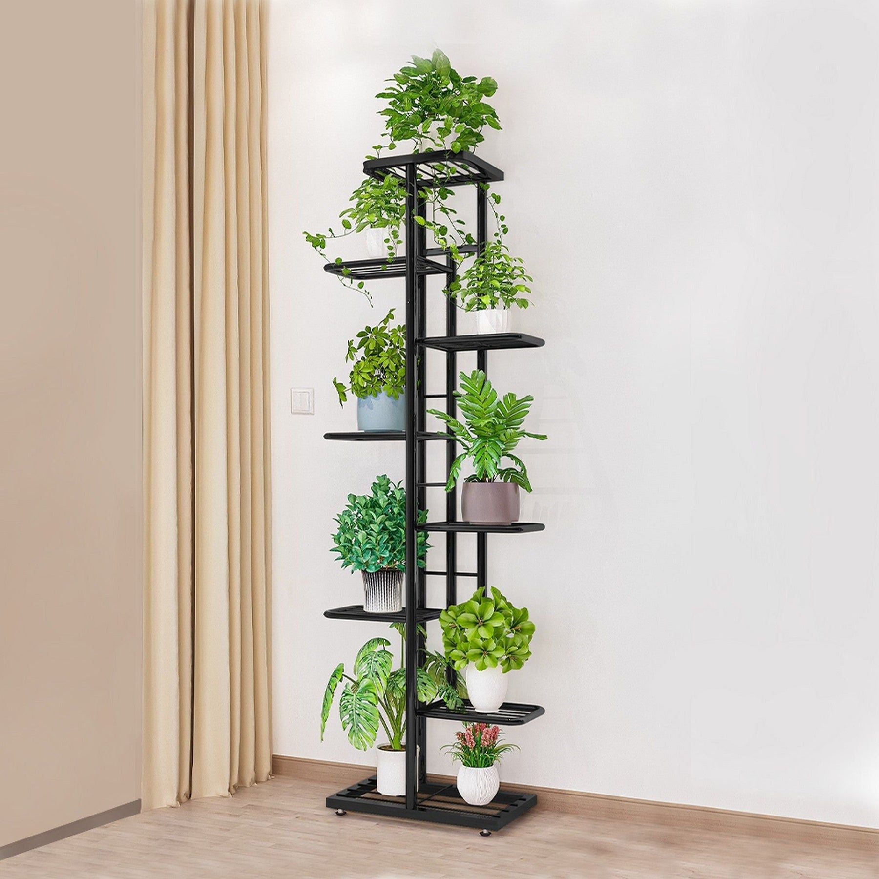 Suport de flori BAMIR TIP 4, gri inchis, metal, 43.5x22x141 cm