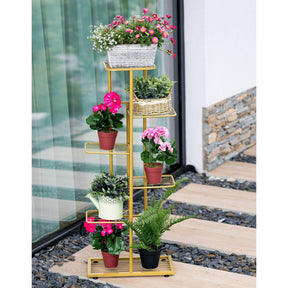 Suport de flori BAMIR TIP 3, auriu, metal, 43.5x22x108 cm