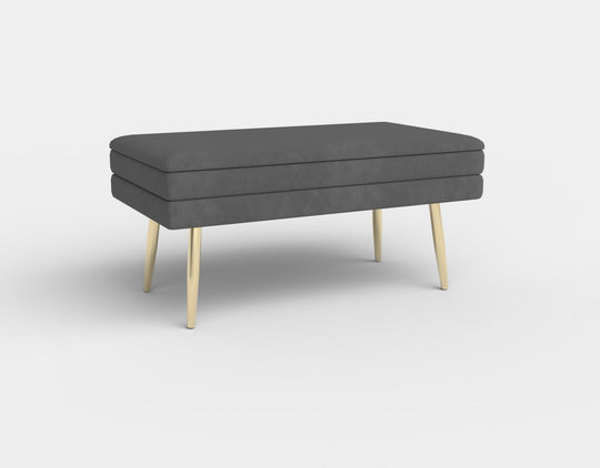 Bancuta VELVA, catifea gri, picioare aurii, 78x42x37 cm