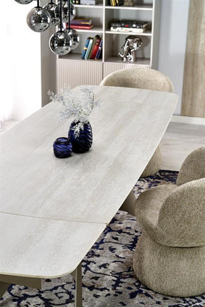 Masa extensibila SALIX, travertin/casmir, piatra sinterizata/otel, 180/260x90x76 cm