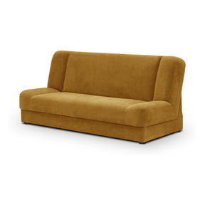 Canapea extensibila LAMI, stofa catifelata galben - Soft 09, cu lada depozitare, 190x85x87 cm