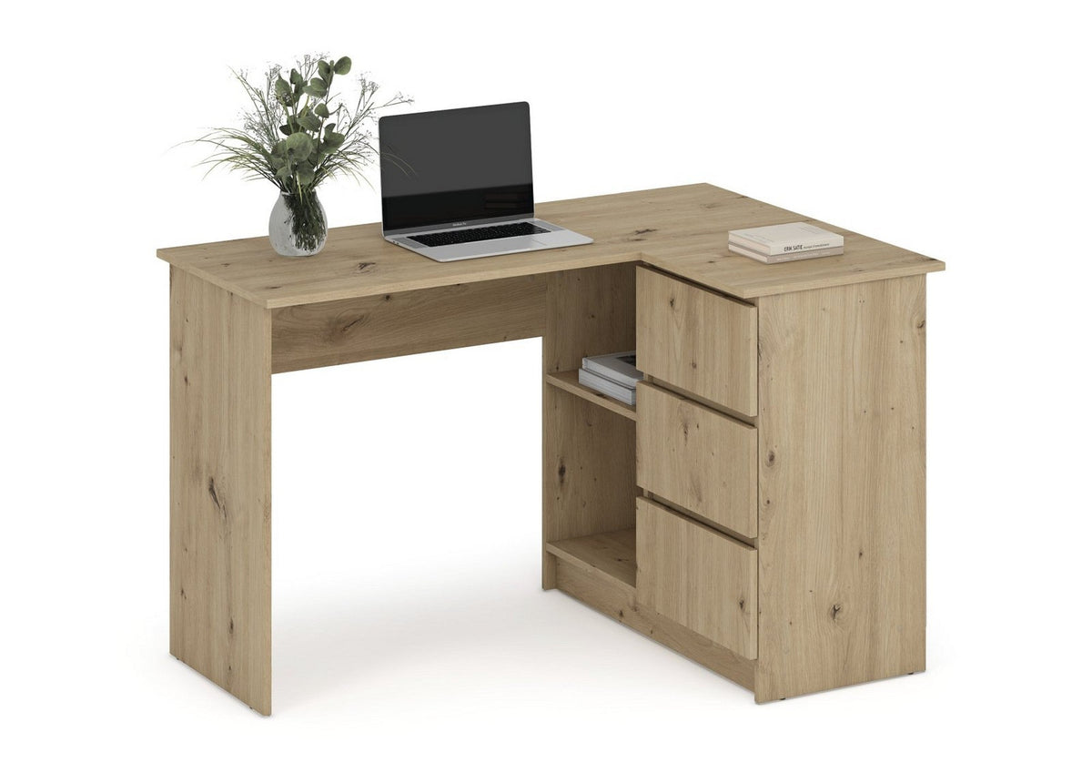 Birou BEGA, stejar artisan, PAL laminat, 124x85x76 cm