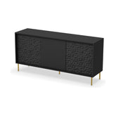 Comoda BULLET, negru/auriu, PAL laminat, 155X41X73 cm