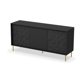 Comoda BULLET, negru/auriu, PAL laminat, 155X41X73 cm