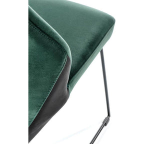Scaun tapitat K485, verde inchis, stofa catifelata, 44x63x96 cm