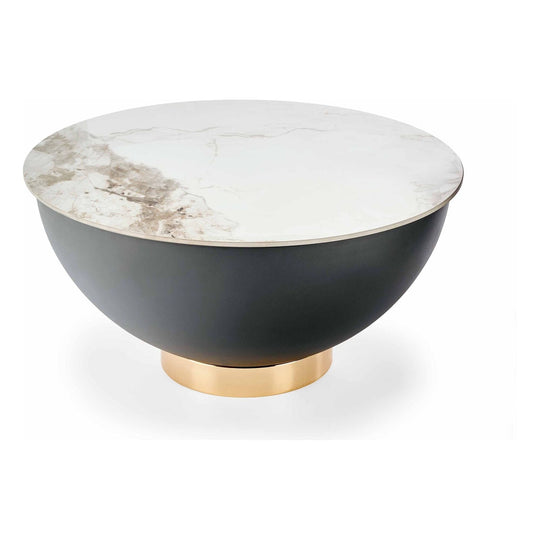 Masuta cafea CECILIA, negru/alb, ceramica/metal, cu spatiu depozitare, 73x37 cm