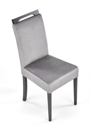 Scaun CLARION 2, gri/negru, stofa catifelata/lemn, 42x58x97 cm