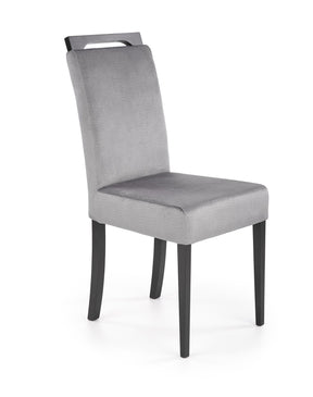 Scaun CLARION 2, gri/negru, stofa catifelata/lemn, 42x58x97 cm
