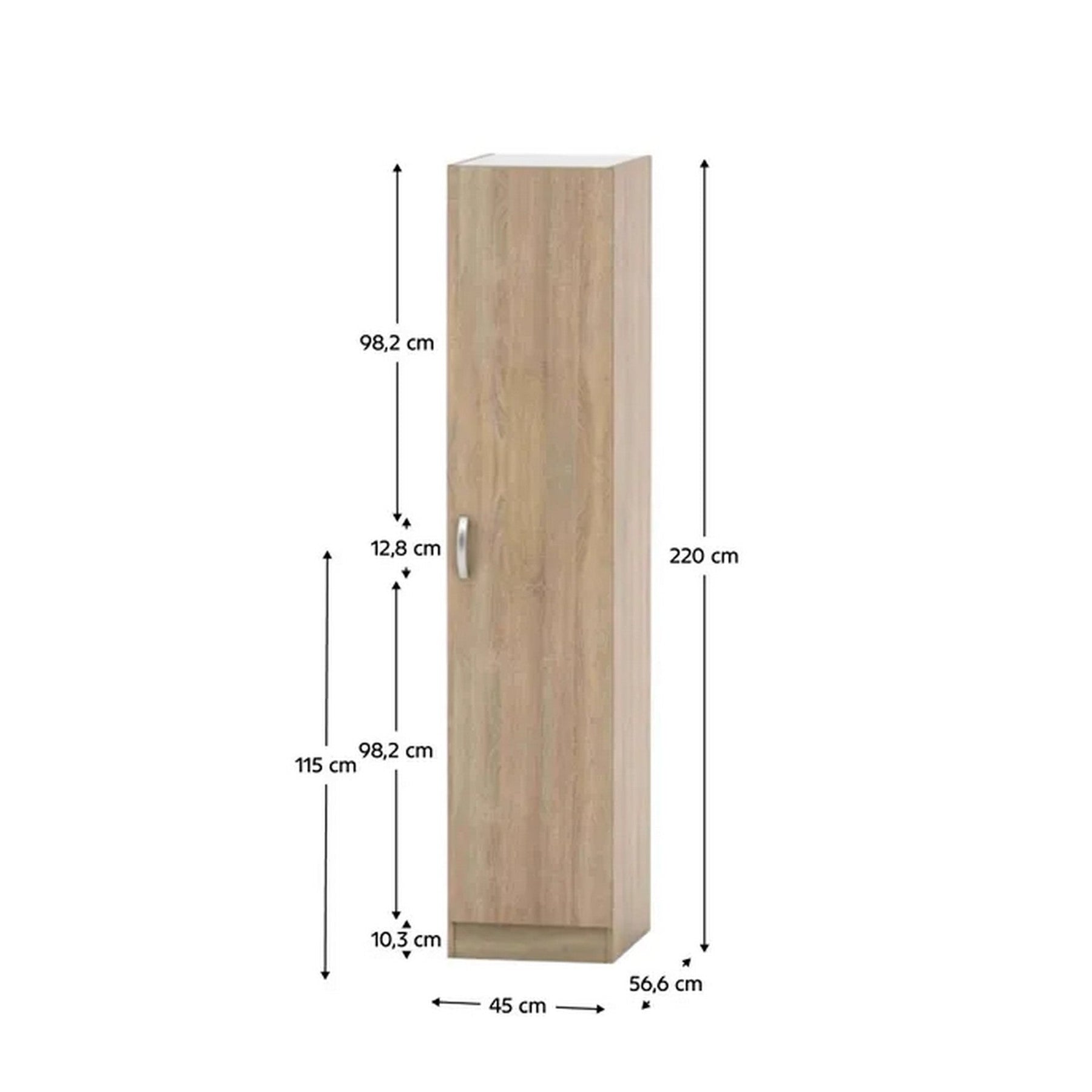 Dulap BETTY 2 BE02-006-00, DTD laminat, stejar sonoma, 45x56.6x220 cm