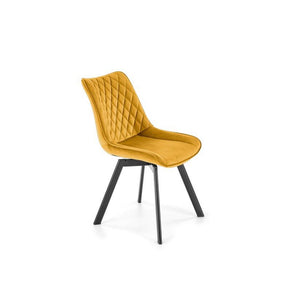 Scaun rotativ K520, galben/negru, stofa catifelata/metal, 45x63x80 cm
