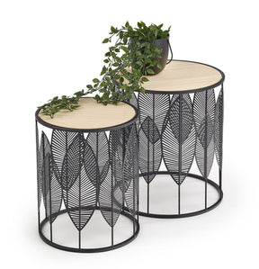 Set 2 masute cafea FOLLA, stejar/negru