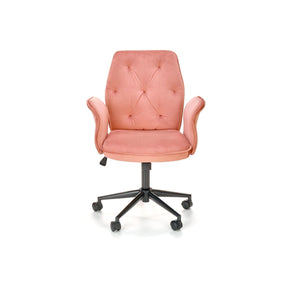 Scaun birou TULIPA, roz, stofa catifelata, 65x63x90 cm