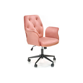 Scaun birou TULIPA, roz, stofa catifelata, 65x63x90 cm