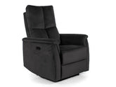 Fotoliu recliner cu functie de masaj NEPTUN M, stofa catifelata negru - Bluvel 19, 76x94/160x96 cm