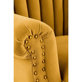 Fotoliu clasic TITAN, galben mustar, stofa catifelata, 73x70x87 cm