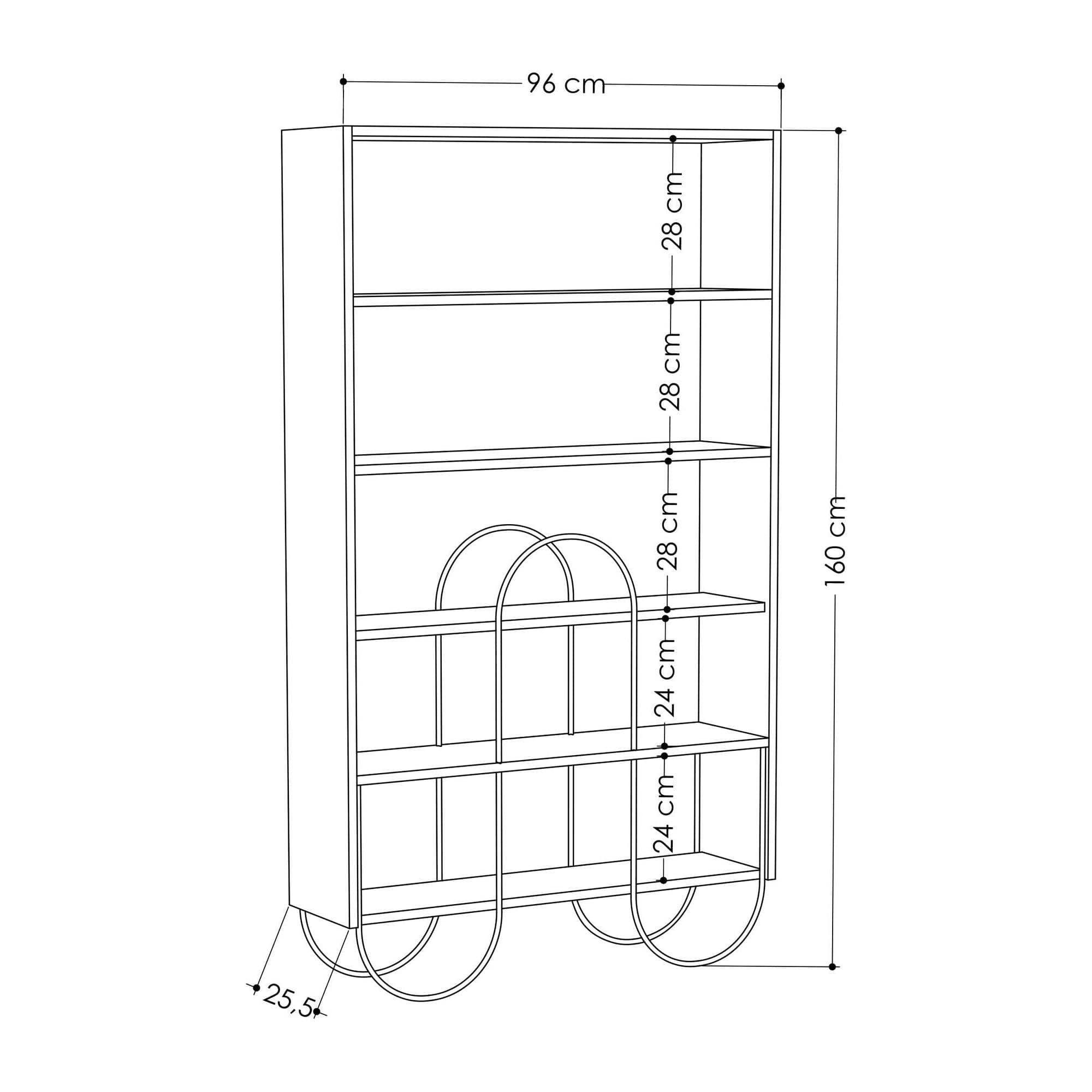 Biblioteca NORFOLK, alb, PAL melaminat, 96x26x160 cm