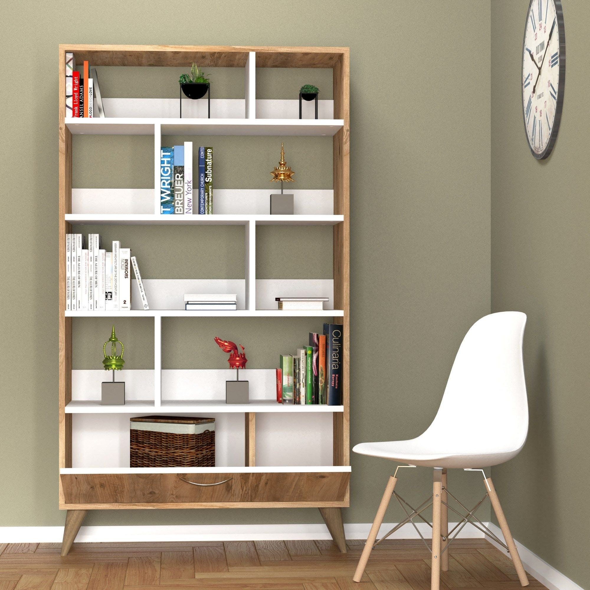 Biblioteca AMSTERDAM OCN-34621, stejar alb/alb