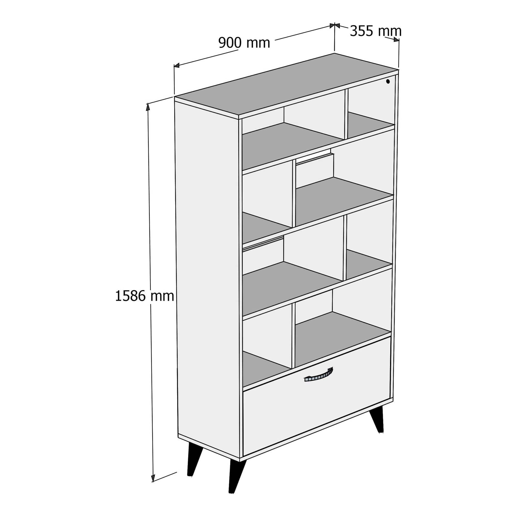 Biblioteca AMSTERDAM OCN-34621, stejar alb/alb