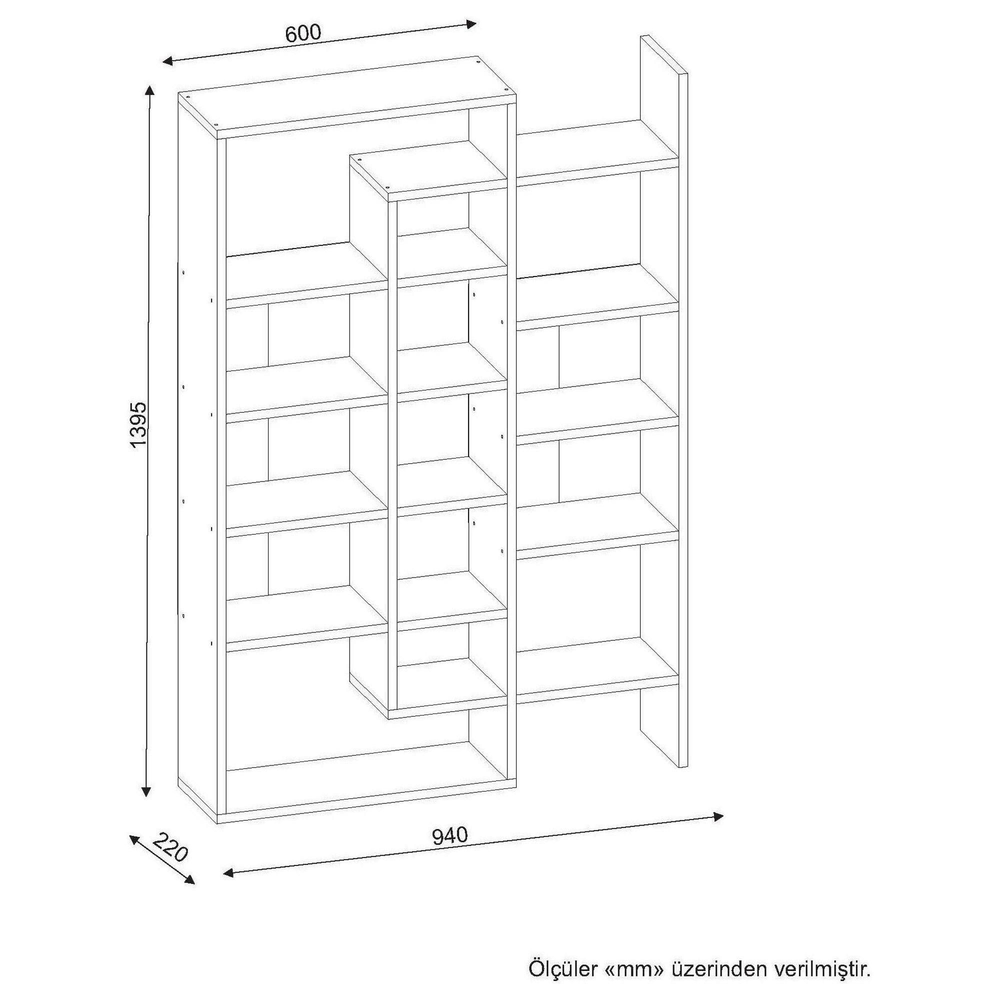 Biblioteca AMSTERDAM OCN-34626, stejar/alb