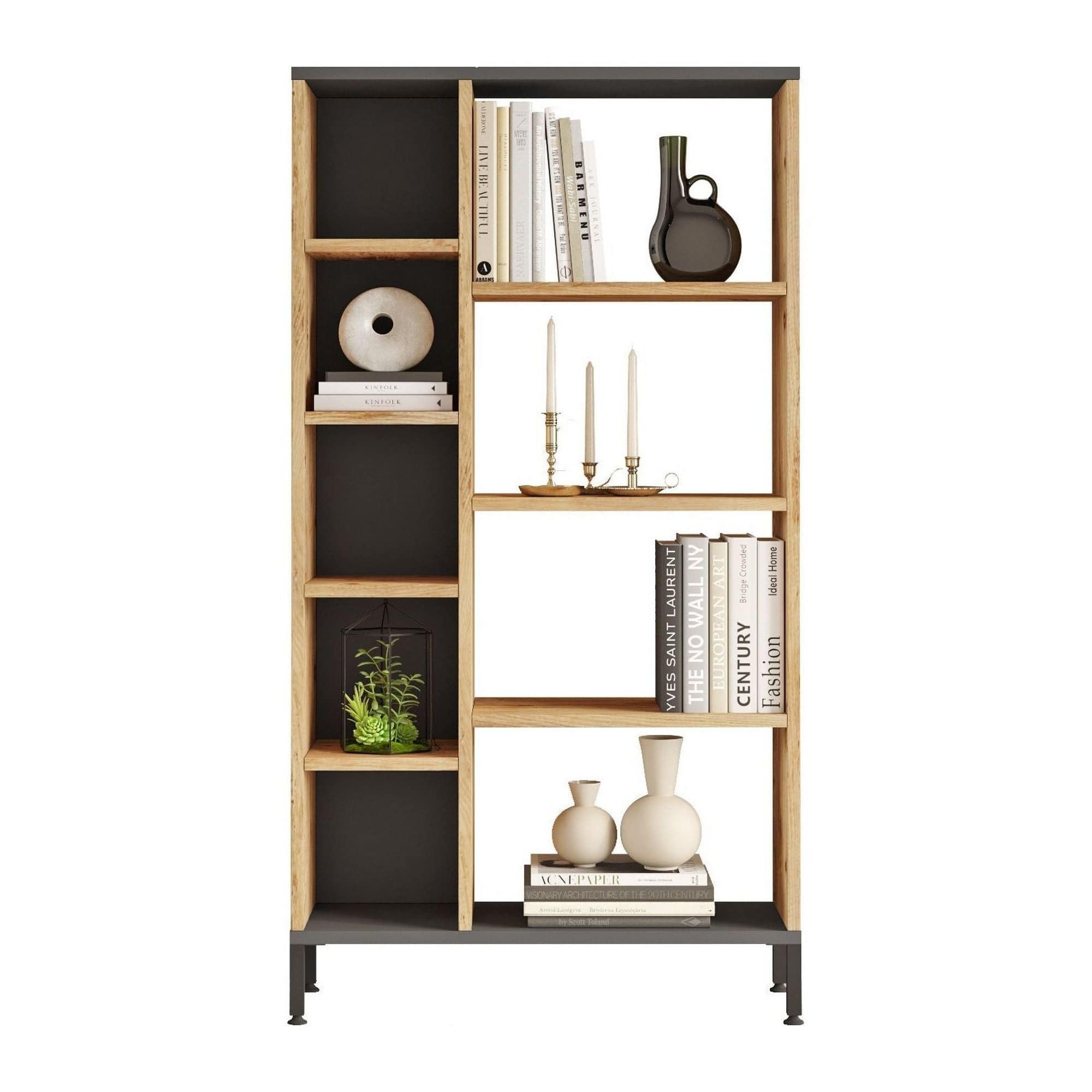 Biblioteca AMSTERDAM OCN-34653, stejar gri/gri