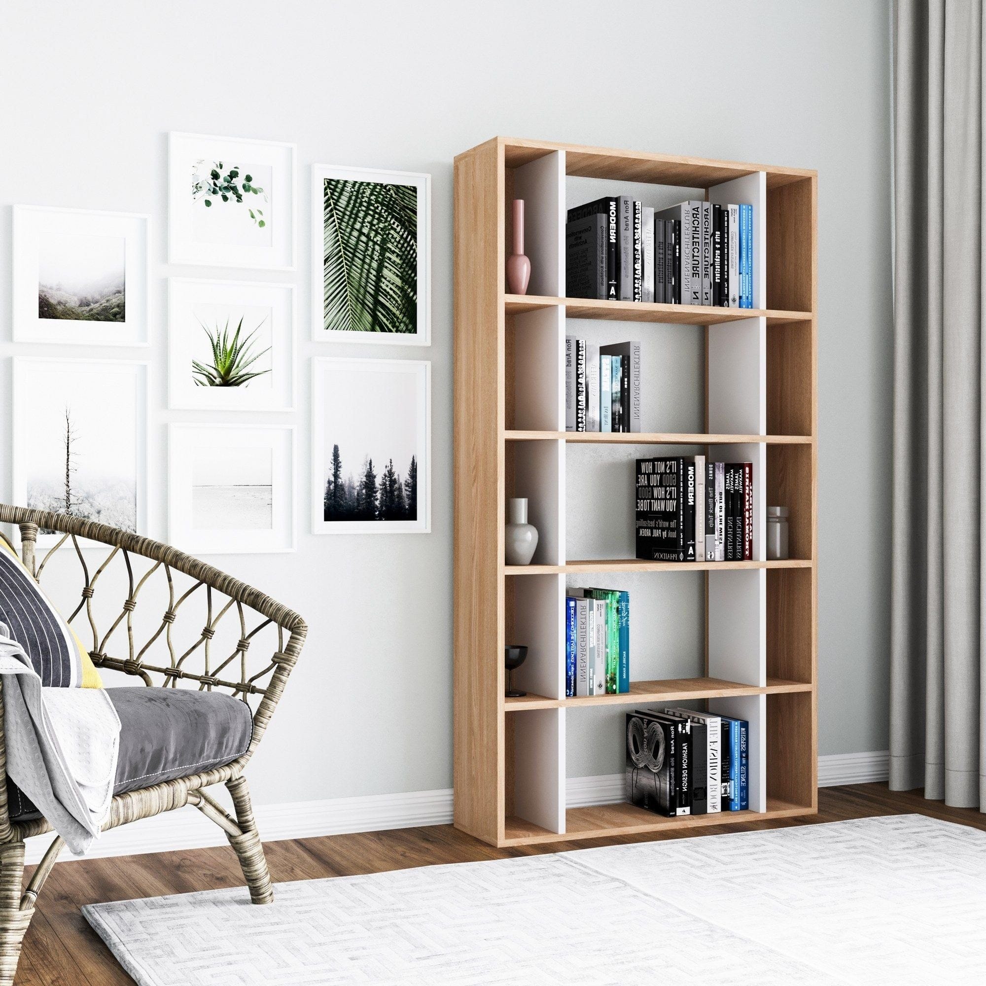 Biblioteca AMSTERDAM OCN-34671, stejar alb/alb