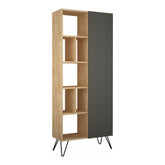 Bibliotecă din stejar gri cu ușă închisă, ideală pentru living – primabucata
