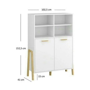 Biblioteca BELLE, PAL laminat, alb, 103×41×153 cm