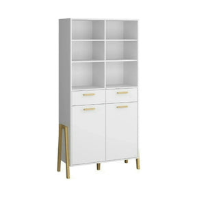 Biblioteca BELLE, PAL laminat, alb, 103×41×197 cm