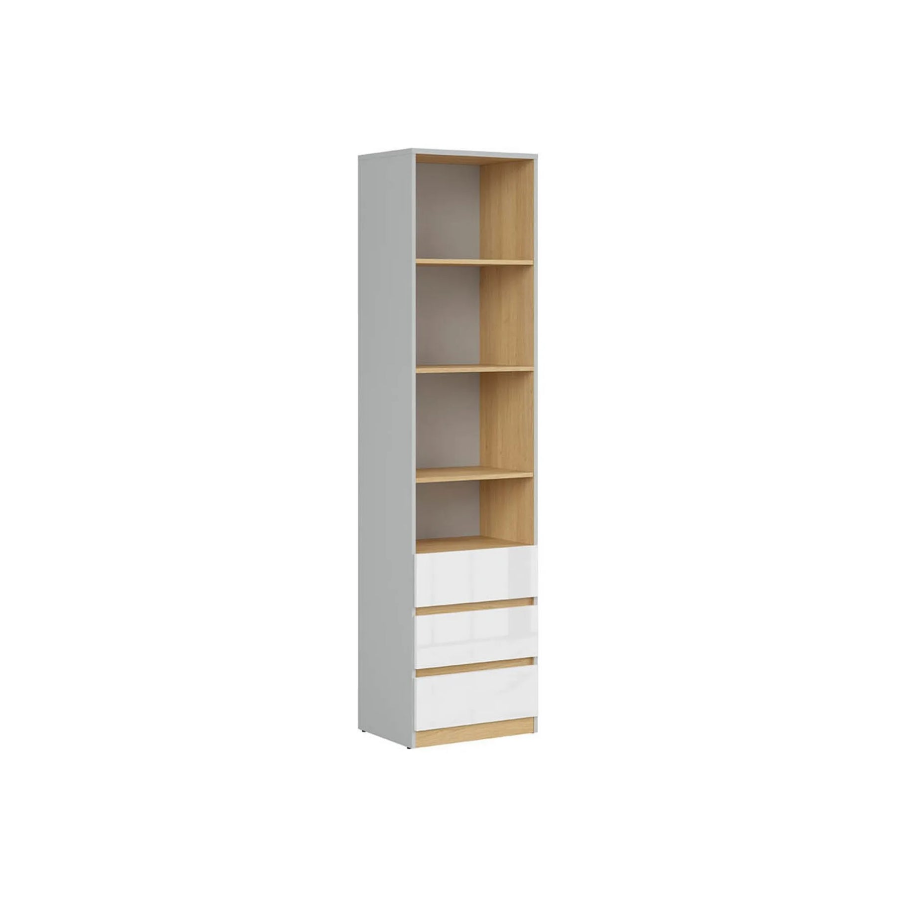 Biblioteca BERGEN OCN-30001, gri deschis/stejar