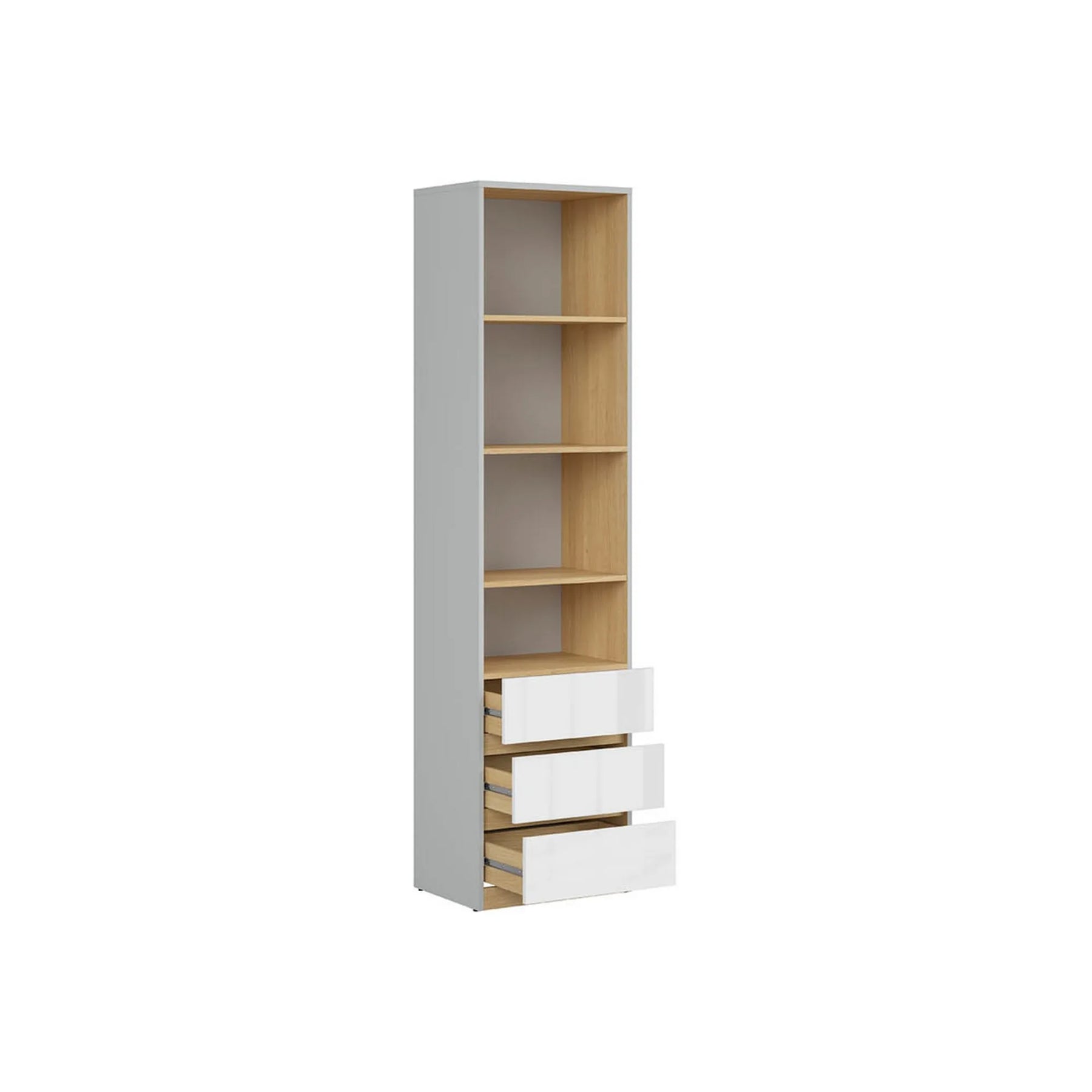 Biblioteca BERGEN OCN-30001, gri deschis/stejar